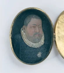 Medaillon met wasminiatuurportret van Landgraaf Wilhelm IV (detail)