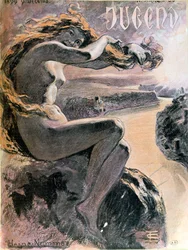 Lorelei en de Rijn, omslag van Jugend magazine speciaal nummer gewijd aan de dichter Heinrich Heine (1797-1856), 9 december 1899