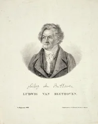 Ludwig van Beethoven (1770-1827) gegraveerd door C.F. Klinkicht
