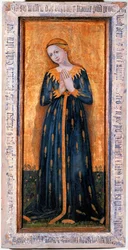 Madonna gekleed in een gewaad van koren (tempera op hout)