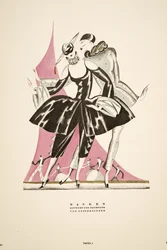 "Masken: ontworpen en getekend door Offterdinger, uit Styl, pub.1922 (pochoirdruk)