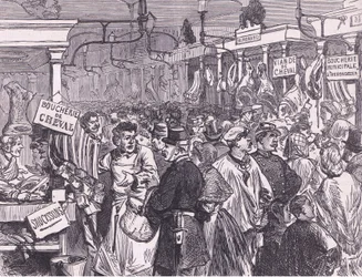 Vleesmarkt in Parijs, Cassells Geschiedenis van de Oorlog tussen Frankrijk en Duitsland gepubliceerd door Cassell and Company Limited, ca. 1890