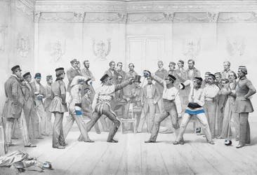 Mensuren of Studentleden van de Duelvereniging in Dresden in hun Blauwe, Witte en Zwarte Uniform