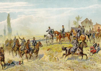 Moltke wacht op de aankomst van het Duitse 2e Korps bij Gravelotte, Frans-Duitse Oorlog, 18 augustus 1870