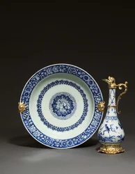 Gemonteerde Chinese kan en schotel, Augsburg, c.1655-60