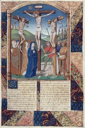 Ms Hunter 36 Kruisiging, uit Vita Christi, door Ludolf van Saksen, ca. 1300-7778