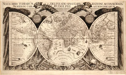 Nova orbis terrarum, uit "Tabulae Rudolphinae" door Johannes Kepler, 1627-30