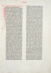 Openingspagina van het boek Genesis uit de Gutenberg Bijbel, gedrukt door Johannes Gutenberg (c.1400-68) en Peter Schoeffer (1425-1502) in Mainz, 1454-56
