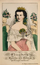 Portret van Elizabeth van Beieren, Keizerin van Oostenrijk, uit Neuruppiner Bilderbogen, 1860