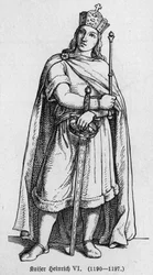 Portret van Hendrik IV, bekend als Le Severe of Le Cruel (1165-1197), Koning van Duitsland. Gravure in 