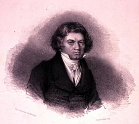 Portret van Ludwig van Beethoven (1770-1827) gegraveerd door Faustin Herr