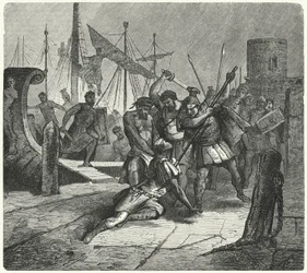 Romeinse consul Lucius Cornelius Cinna gedood door zijn eigen soldaten in een muiterij, 84 v.Chr.