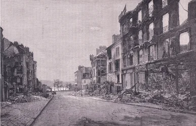 Straat in St Cloud, Cassells Geschiedenis van de Oorlog tussen Frankrijk en Duitsland, uitgegeven door Cassell and Company Limited, ca. 1890