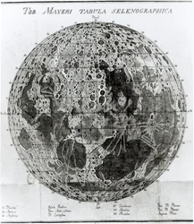 Oppervlakte van de maan, illustratie uit Selenotopographische Fragmente door Johann Hieronymus Schroeter, gepubliceerd in 1791