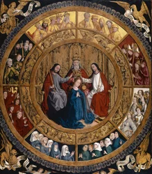 De kroning van de Maagd omringd door engelen en heiligen, ca. 1470