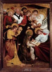 De Ontslaping van de Maagd. Schilderij van de Duitse School. 15e eeuw. Metz Museum voor Schone Kunsten