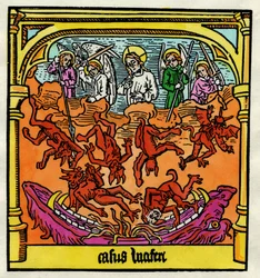 De Val van Lucifer en de Opstandige Engelen, illustratie uit een kopie van de 