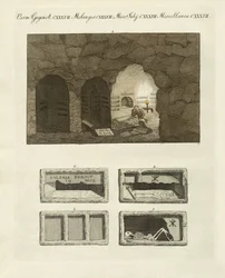 De catacomben van de ondergrondse gravers in Rome