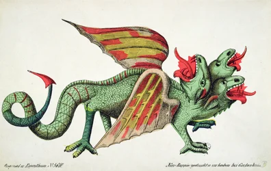 Driekoppige vuurspuwende draak