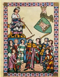 Troubadours voor de keizer van Duitsland en zijn hof, uit 