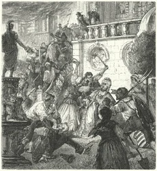 Opstand van boeren in de Franse Revolutie (gravure)