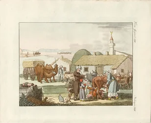 Inwoners van de Krim (gekleurde gravure)