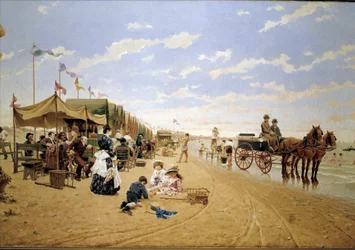 Sanlucar strand,19e eeuw (olieverfschilderij)
