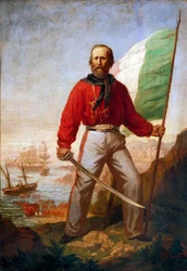 Giuseppe Garibaldi tijdens de landing van de duizend in Marsala