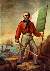 Portret van Giuseppe Garibaldi (1807-1882) tijdens de landing van de Duizend in Marsala