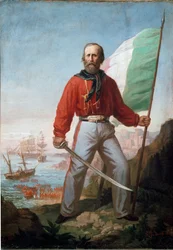 Portret van Giuseppe Garibaldi in Marsala (olieverf op doek)