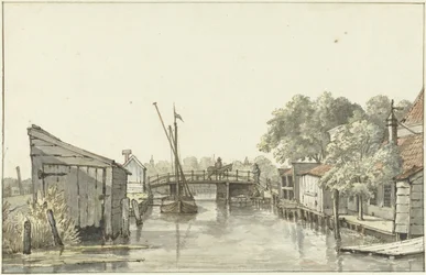 Gezicht van de Ringdijk op de Schulpbrug, ziende naar de Utrechtse zijde van de Amstel