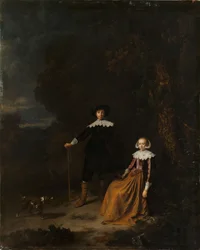 Portret van een paar in een landschap