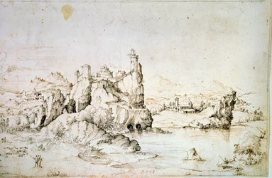Een Kasteel op een Rots in Berglandschap, 1540