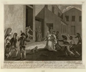 De arrestatie van Cécile Renault op 22 mei 1794 in het appartement van Robespierre, ca. 1798