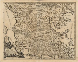 1684 kaart van Thessalië en Macedonië door Giacomo Cantelli da Vignola