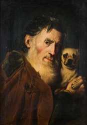 Een oude man met een hond, 1740s