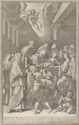 De besnijdenis van Christus, een groep mannen, vrouwen en engelen omringen hem, 1687-1717