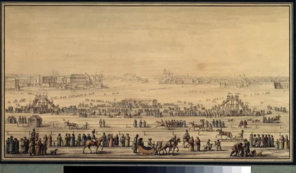 Schudt ontsnapt glijdend op de Neva in Sint Petersburg, c.1800 (aquarel op papier)