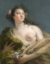 Portret van een Dame als Flora, ca. 1760