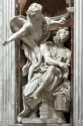 De profeet Habakuk (Habaquq, Habakuk, Habakkuk, Abakuk, Havakuk) en de engel, marmeren sculptuur van Gian Lorenzo Bernini (1598-1680), 1656-1661, Rome, Basilica di Santa Maria del Popolo, Cappella Chigi