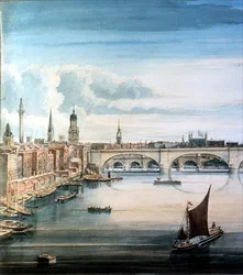 Westelijk Uitzicht op de Nieuwe Londenbrug en de Oude Londenbrug