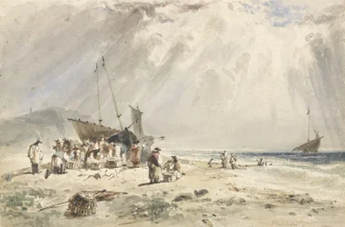 Vismarkt op het strand