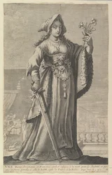 Een Franse Christelijke Vrouw Une Dame Chrétienne et Française, 1647. Makers: Gilles Rousselet, Abraham Bosse