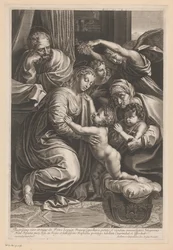 Heilige Familie met Elisabet, Johannes de Doper en engelen