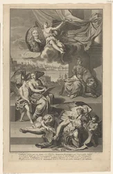 Allegorie op de geschiedenis van Groot-Brittannië met het portret van Isaac de Larrey