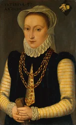 Portret van een edelvrouw (olieverf op paneel)