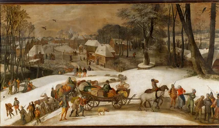 Militaire expeditie in de winter (olieverf op doek)