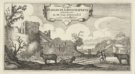 Titelprent van twaalf landschappen met figuren