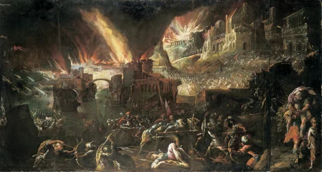 Aeneas redt zijn vader uit het brandende Troje