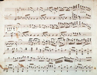Eerste pagina van bladmuziek voor de gereduceerde symfonie voor piano van Otello, opera van Gioacchino Rossini